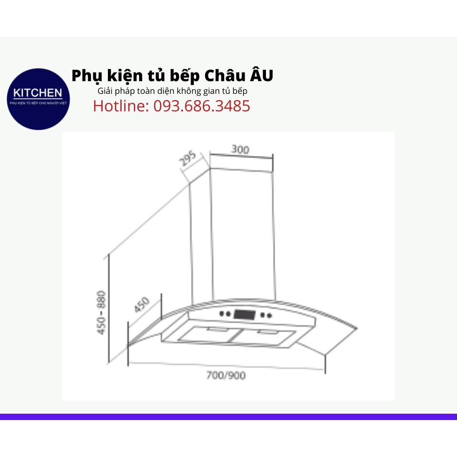 Hút mùi kính cong Eurosun EH- 70(90)K06S chính hãng