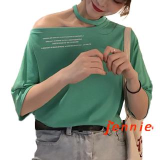 Áo Thun Nữ Tay Dài Trễ Vai Màu Trơn In Chữ Aytop 1/2