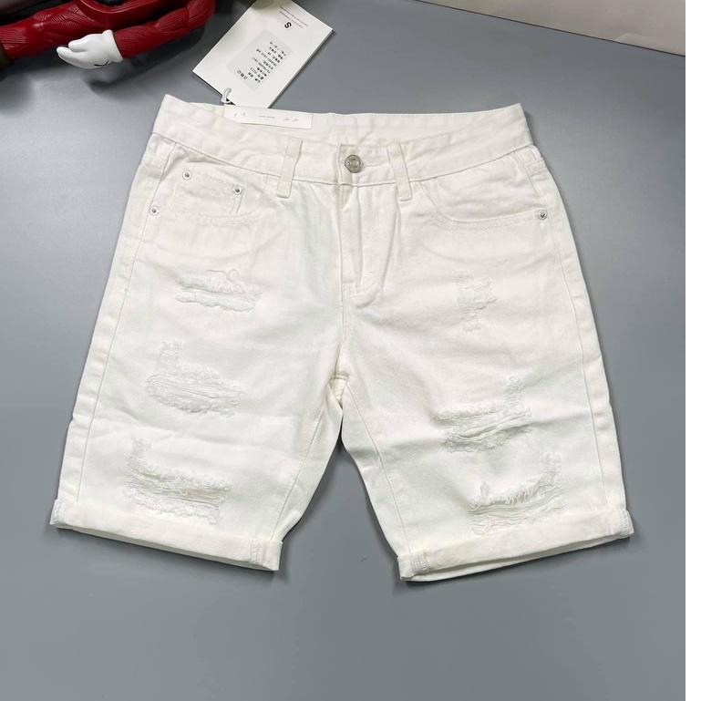 Quần bò ngố trắng rách,short nam wash  mẫu hot hai màu trắng đen có đủ sz 40-80kg phong cách trẻ trung dễ mặc T02356