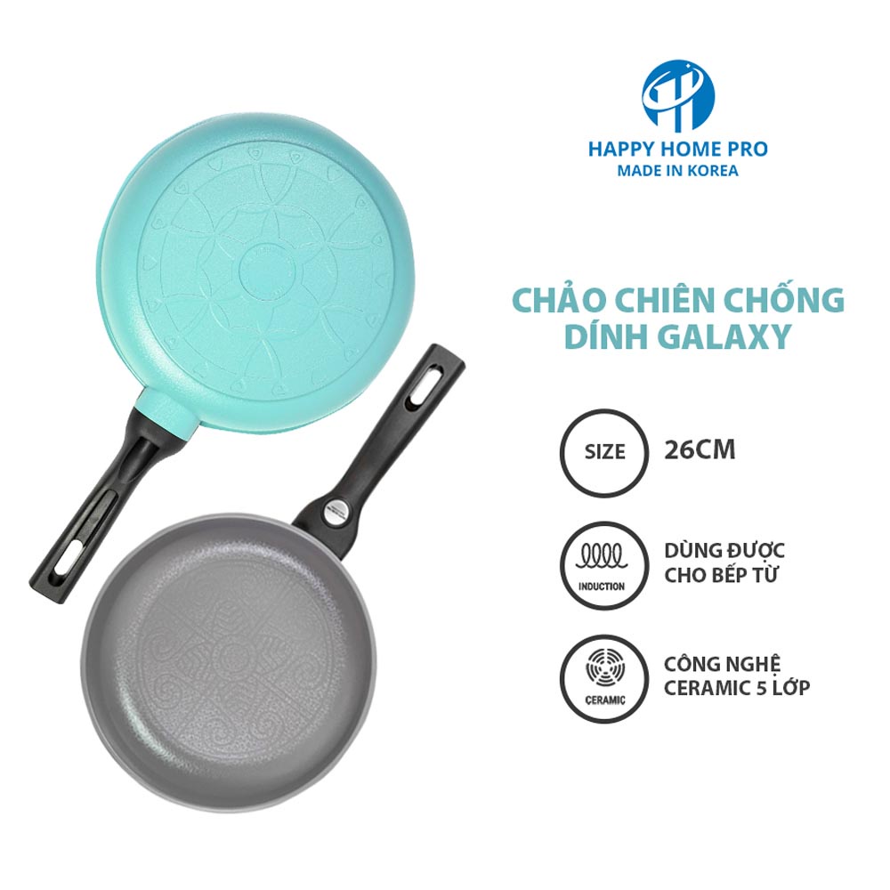 Chảo chiên chống dính Happy Home Pro Galaxy size 26cm (xanh pastel/ hồng/ vàng / đỏ)