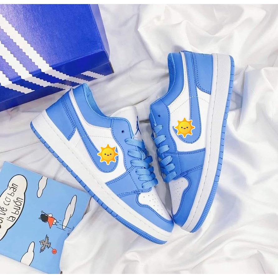 Giày Sneaker Jordan 1 cổ thấp xanh dương Blue, Giày thể thao jodan jd 1 Low 2022 Full Box Bill+ Tặng Dây