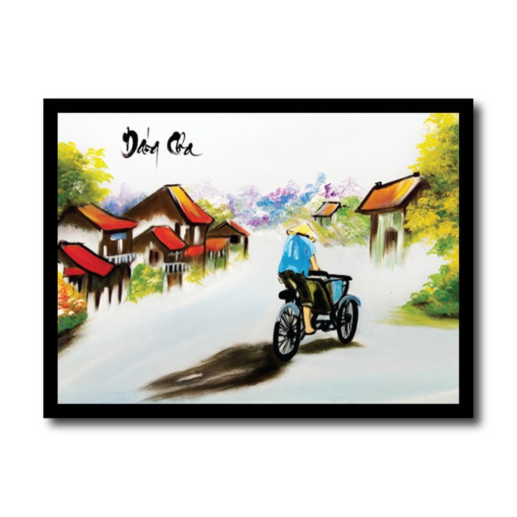 Tranh sài gòn, quê hương Việt Nam, nhà thờ đức bà, phố cổ, đồng quê việt nam, xích lô, quà tặng lưu niệm