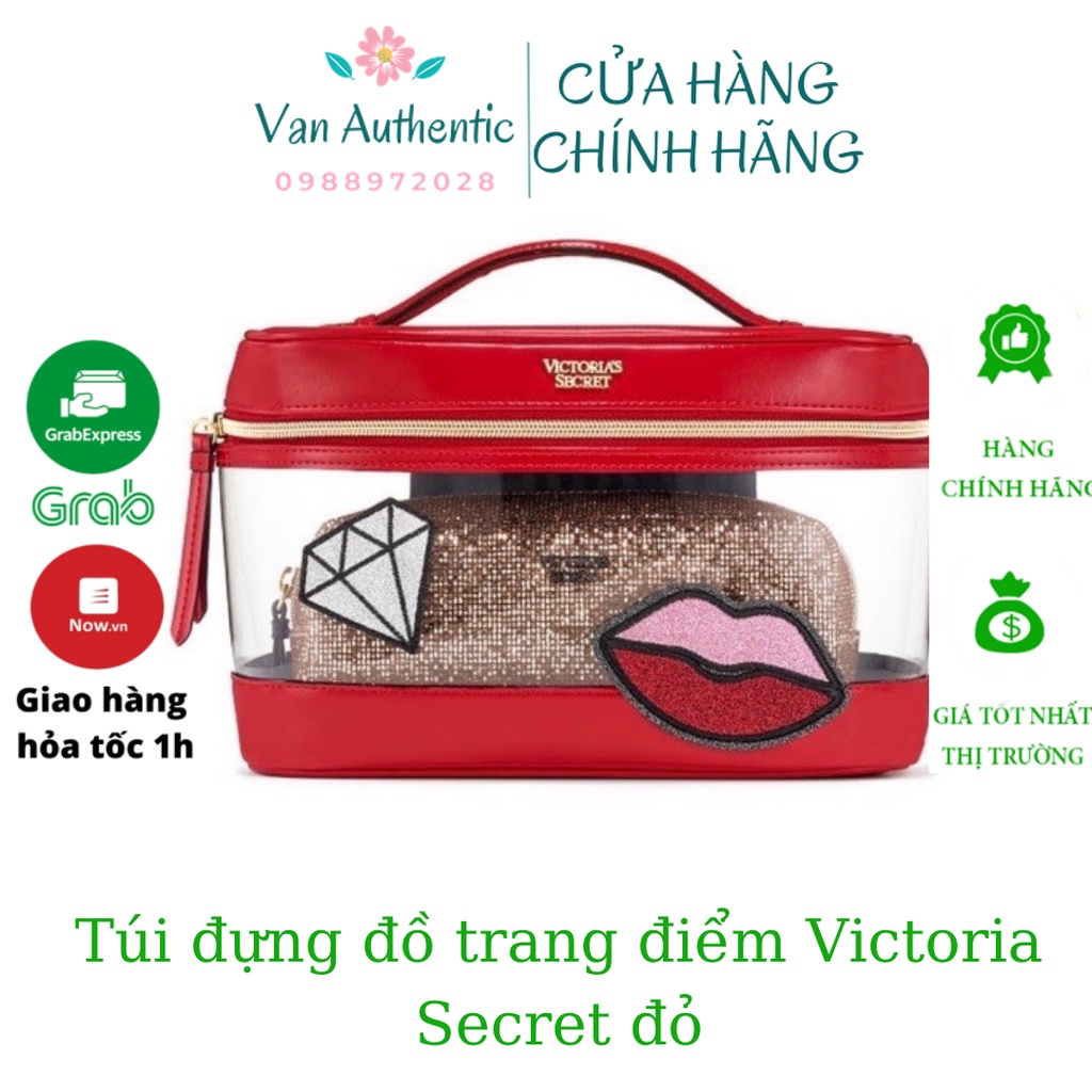 Túi đựng đồ trang điểm Victoria Secret đỏ