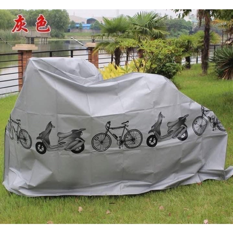 Bạt che xe máy ,xe điện in hình màu ghi chống thấm nước
