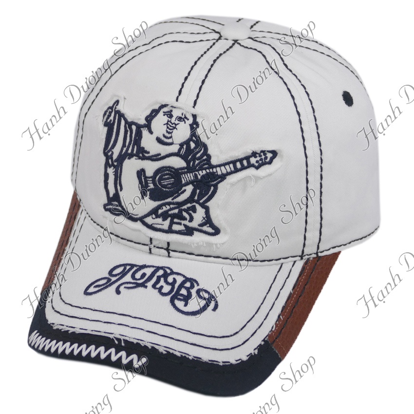 Nón ông địa đánh đàn loại xịn, may chỉ nổi màu, vá da 2 bên hông đẹp mắt