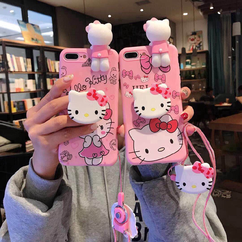 Ốp Lưng Điện Thoại Có Giá Đỡ Hình Hello Kitty Cho Oppo A31 A5 2020 A9 A2020 A31 A91 A95 A1K A3S A5S A12 A7 F1S F3 Plus F9 F11 Pro F3 F5 F7