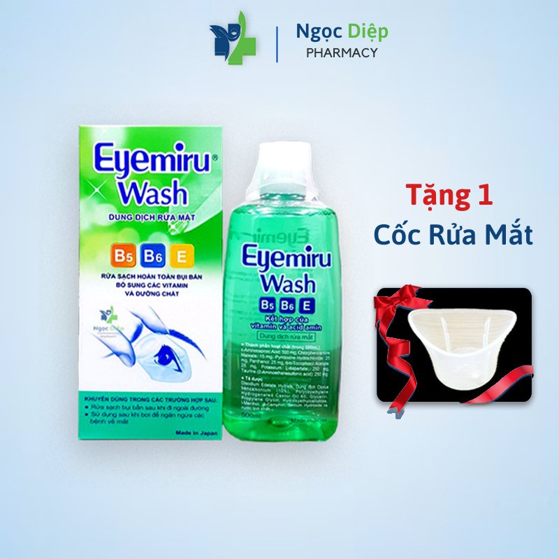 [ Hàng Nhật ] Combo 2 Chai Nước Rửa Mắt  Eyemiru Wash 500ml bổ sung vitamin, nhập khẩu chính hãng