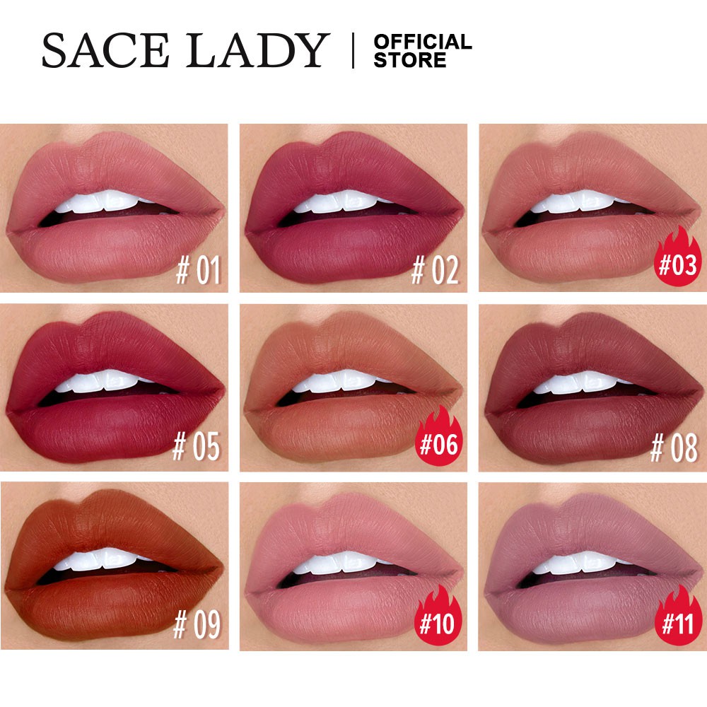 ( Bb221 ) Bộ mỹ phẩm SACE LADY gồm son môi + bút kẻ mắt + kem nền + chì kẻ lông mày + bảng phấn mắt + mascara + mút tán  | BigBuy360 - bigbuy360.vn