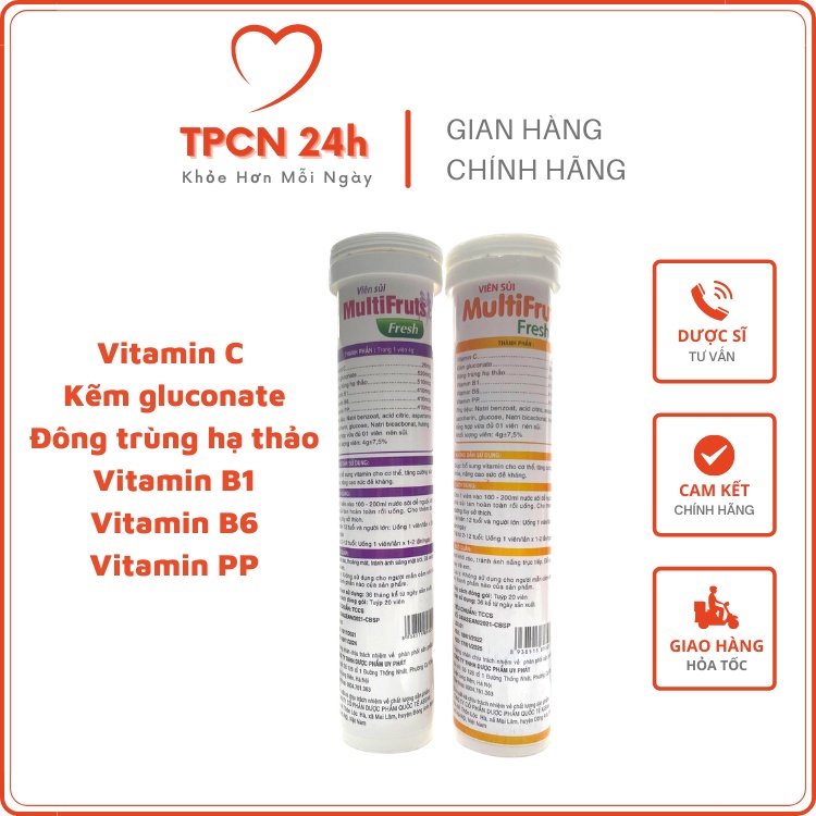 Viên sủi vitamin tổng hợp Multivitamin Pluszs Đông trùng hạ thảo- Hỗ trợ tăng sức đề kháng