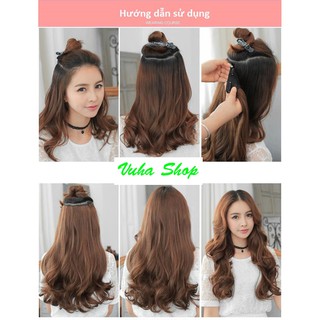 TÓC GIẢ KẸP XOĂN 5 PHÍM (40 CM) Màu Nâu Vàng