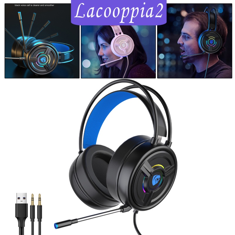 [LACOOPPIA2] 3.5mm Gaming Headset w/LED Light, Stereo Surround Sound, PSH-200 Gaming Headphones with Noise Cancelling Mic for PC Laptop