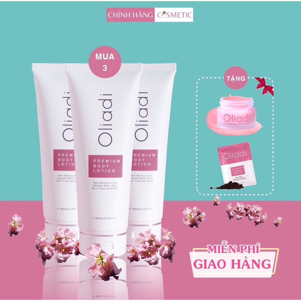 [MUA 3 TẶNG 2] COMBO 3 Kem Body Oliadi Dưỡng Trắng Toàn Thân 200ml Chính Hãng - Tặng Ủ Môi Tẩy Tế Bào Chết Môi Tắm Trắng