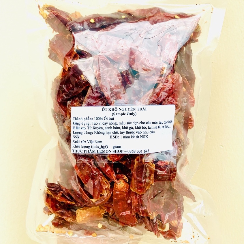 [100g-500g] Ớt khô nguyên trái cắt cuống loại to dùng nấu lẩu cay Tứ Xuyên, làm sa tế, khô gà, khô bò, bột ớt