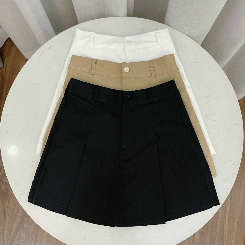Quần Giả Váy Kaki Dáng Chữ A Cạp Chun Sau