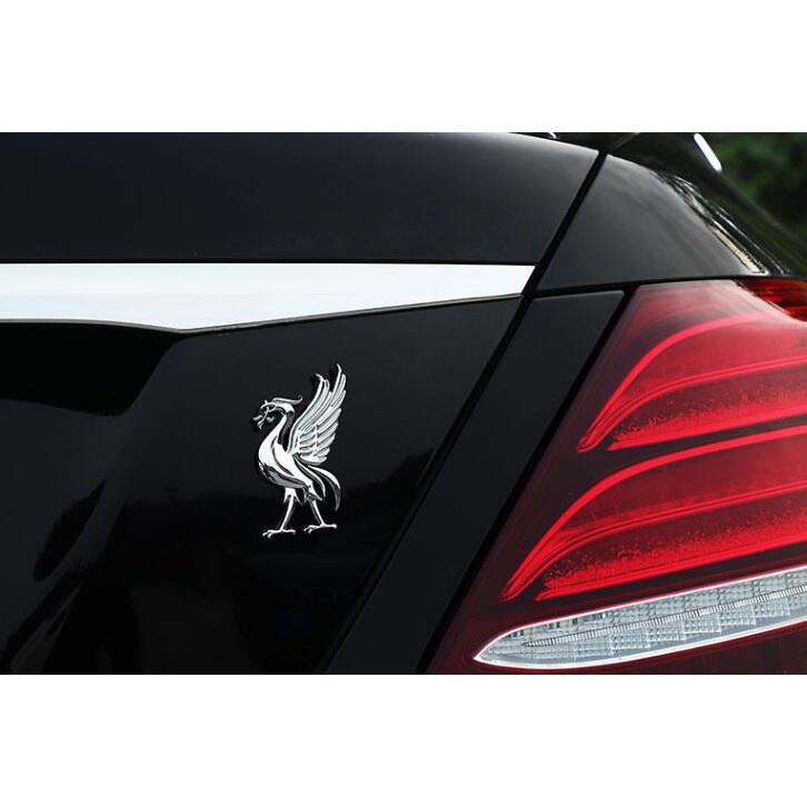 Miếng Dán Trang Trí Xe Hơi Hình Logo Liverpool Team 3d Phản Quang Bằng Kim Loại