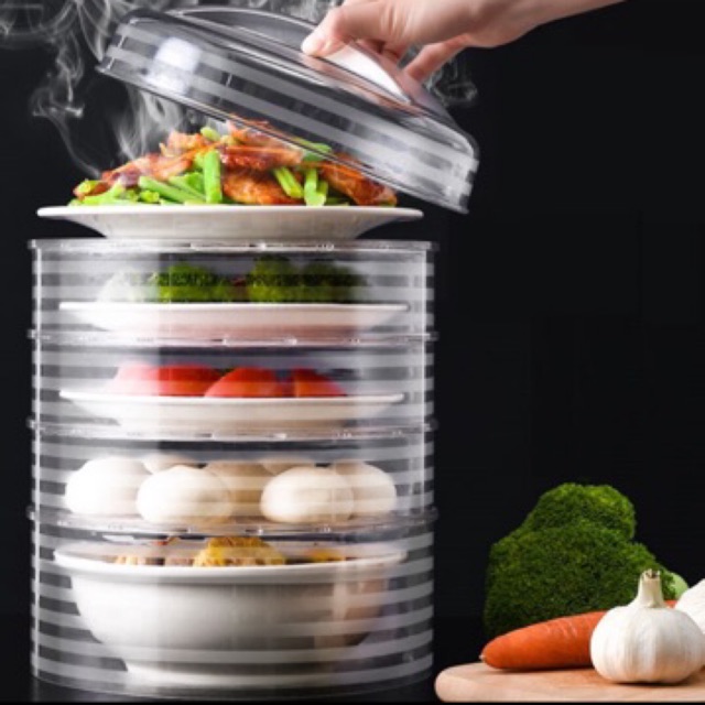 Lồng bàn đậy thức ăn 5 tầng nhựa Việt Nhật Cao Cấp, Lồng bàn đa tầng giữ nhiệt và bảo quản đồ ăn nhà bếp - MS2676