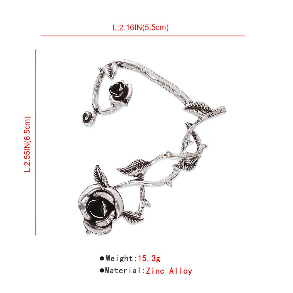 Khuyên kẹp vành tai hình hoa hồng kim loại thời trang cá tính