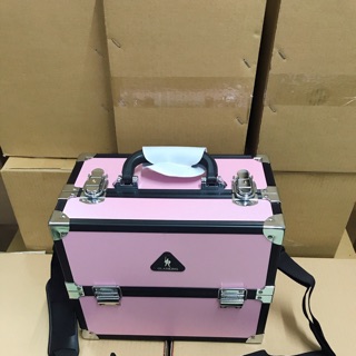 Cốp trang điểm 3 tầng, đựng đồ nail, nối mi, phun xăm màu hồng