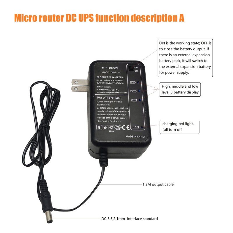 Pin Sạc 5000mah 5v 9v 12v Dc Cho Bộ Định Tuyến Wifi | BigBuy360 - bigbuy360.vn