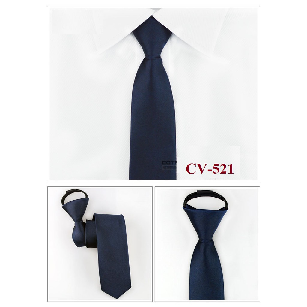 Cà vạt nam thắt sẵn giá rẻ lụa phi bóng bản nhỏ 5cm, Cravat phong cách Hàn Quốc - AdamZone