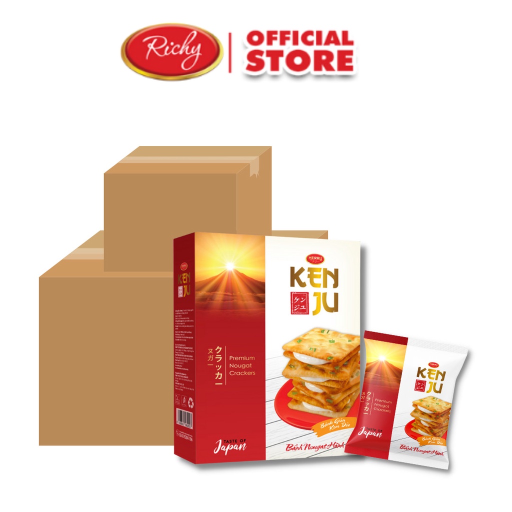 Thùng bánh giòn Richy KENJU kem dẻo 300g (12 hộp)