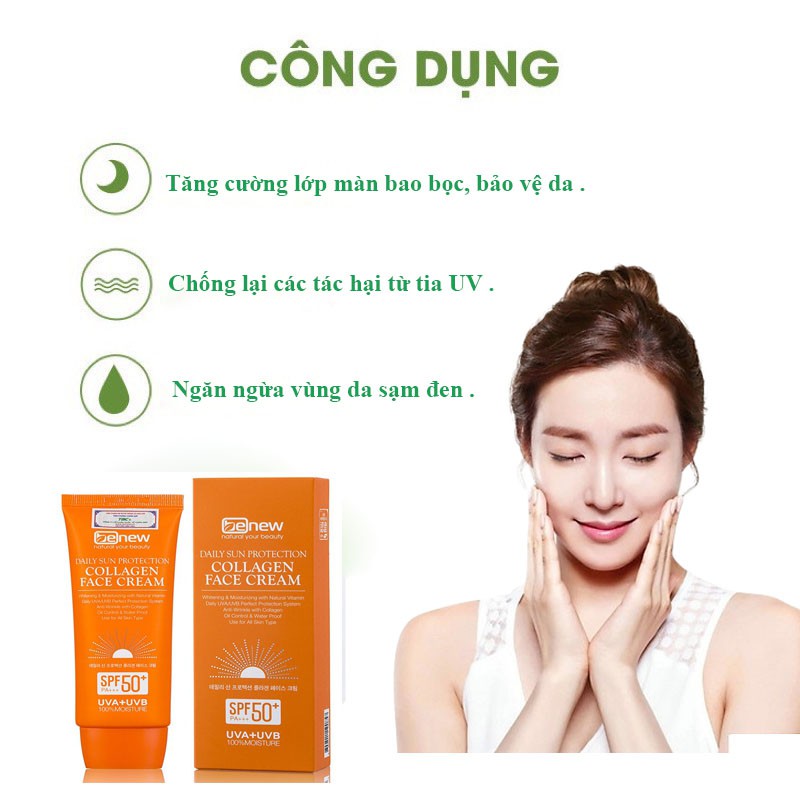 Kem chống nắng cao cấp dành cho da mặt - Benew Collagen Sun Cream Dưỡng Trắng, Nâng Tone Da (trăng) 70ml-Hàng Chính Hãng