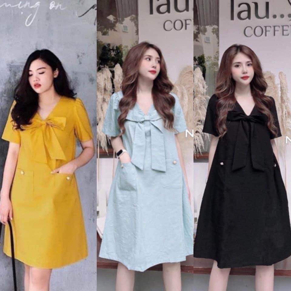 Đầm bầu ngắn tay nơ ngực thời trang thiết kế M161 Mom and Baby