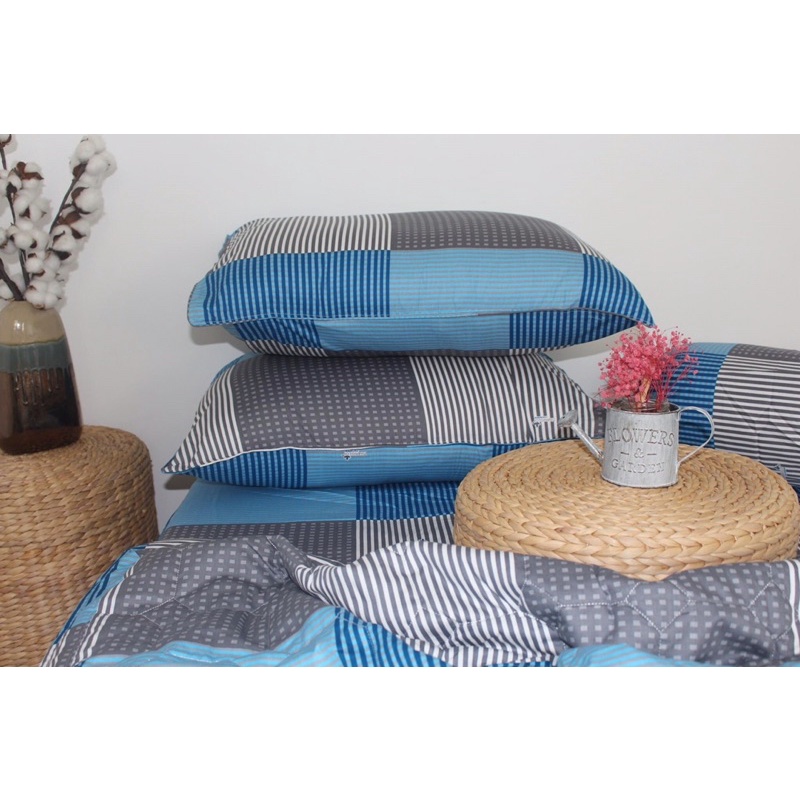 Drap cotton Thắng Lợi, ga trãi giường cao cấp chất vải dày dặn, thấm hút mồ hôi mẫu SỌC KẺ XANH