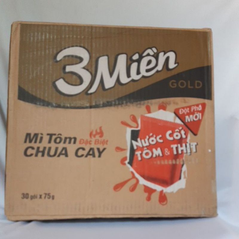 Mì 3mien gold tôm chua cay đặc biệt 75g x 30 gói