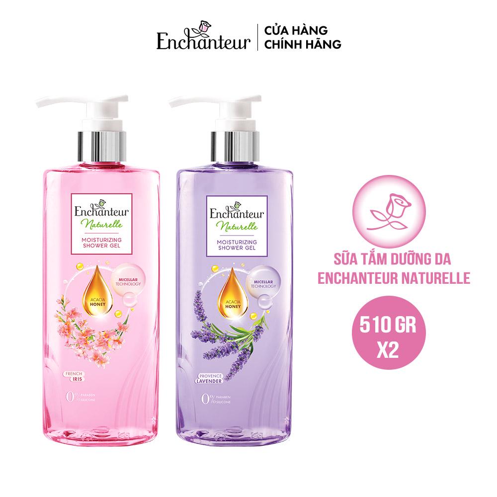 Combo Sữa tắm dưỡng da Enchanteur Naturelle hương hoa Lavender và Iris 510gr/Chai