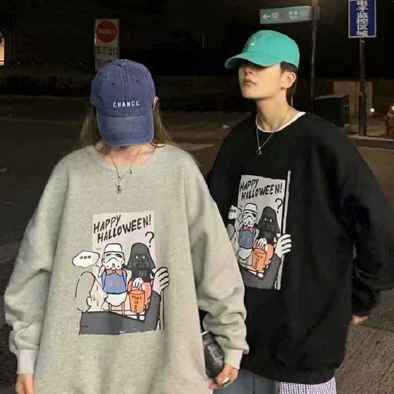 Áo khoác mũ trùm dáng rộng dài tay sành điệu size M-5XL cho nam và nữ