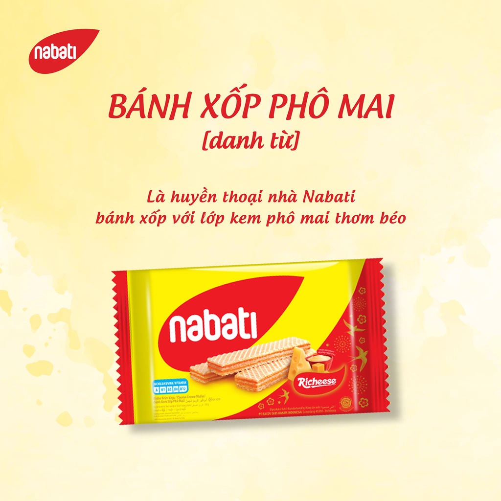 Bánh xốp Nabati phô mai/socola/chanh gói 52g