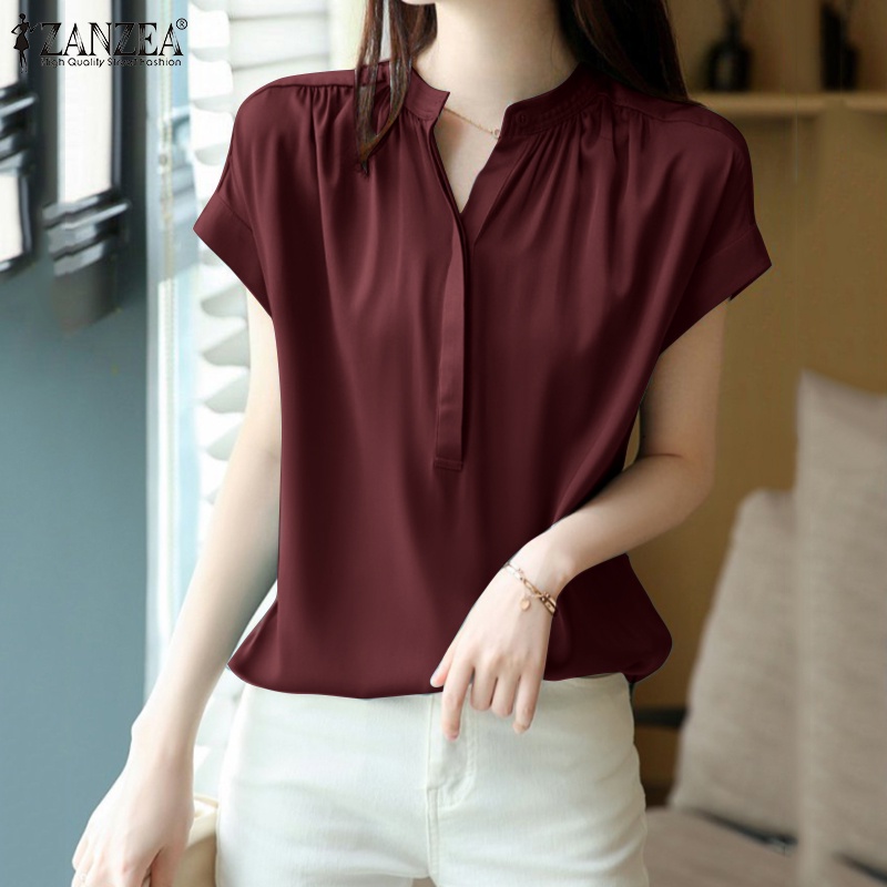 Áo sơ mi ZANZEA tay ngắn thời trang sành điệu cho nữ