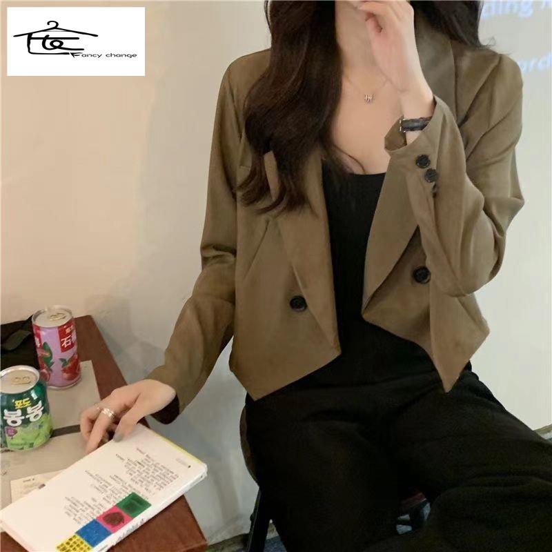 Áo Khoác Vest Dáng Ngắn Dễ Phối Đồ Thời Trang Xuân Thu Cho Nữ