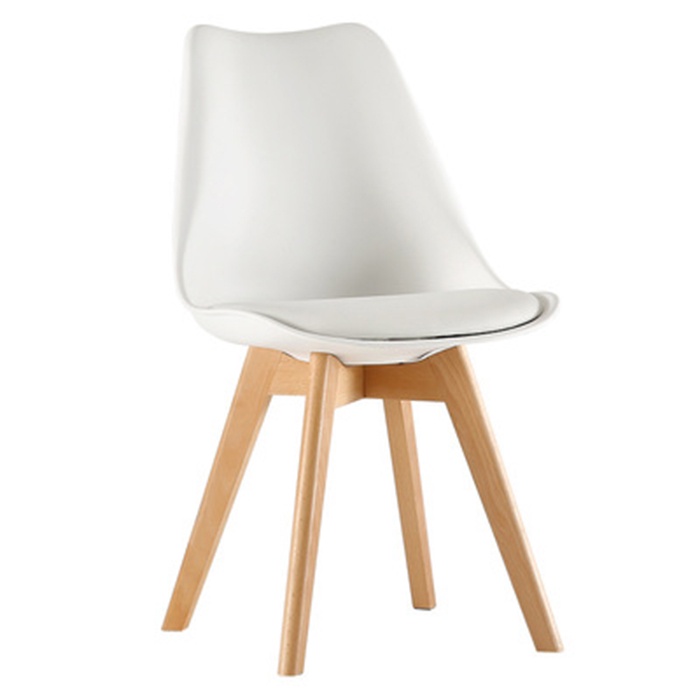 Ghế nhựa đúc PP có đệm da chân gỗ tháo rời được - Ghế ăn gia đình ngồi coffee decor trang trí quán cafe, nhà hàng đẹp
