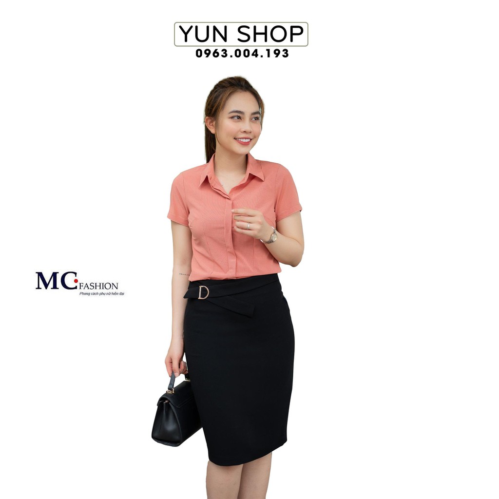 Áo Sơ Mi Nữ Kẻ Caro Công Sở - MC Fashion A645 Màu Cam