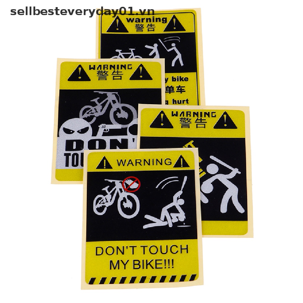 Miếng dán cảnh báo màu vàng trang trí xe đạp hình chữ DONT TOUCH MY BIKE chống thấm nước