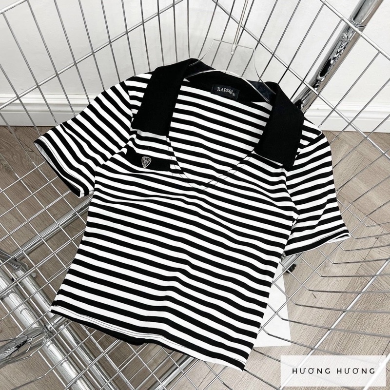 Áo thun body nữ kiểu cổ bẻ cổ U dáng ngắn