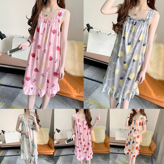 Summer Sexy Cute Home Ice Silk Suspender Nightdress