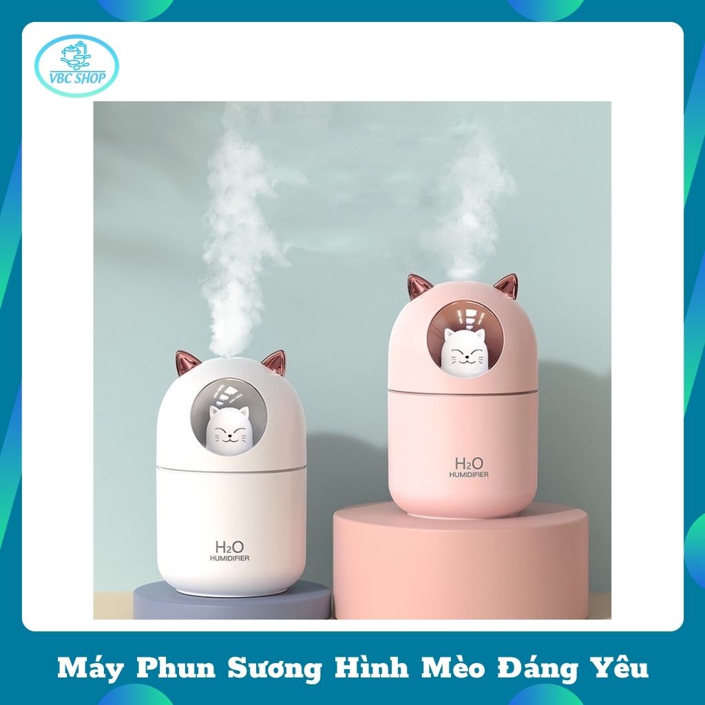 Máy Phun Sương Tinh Dầu Hình Mèo Siêu Đáng Yêu, Máy Phung Sương Tinh Dầu Tạo Ẩm Tiện Dụng