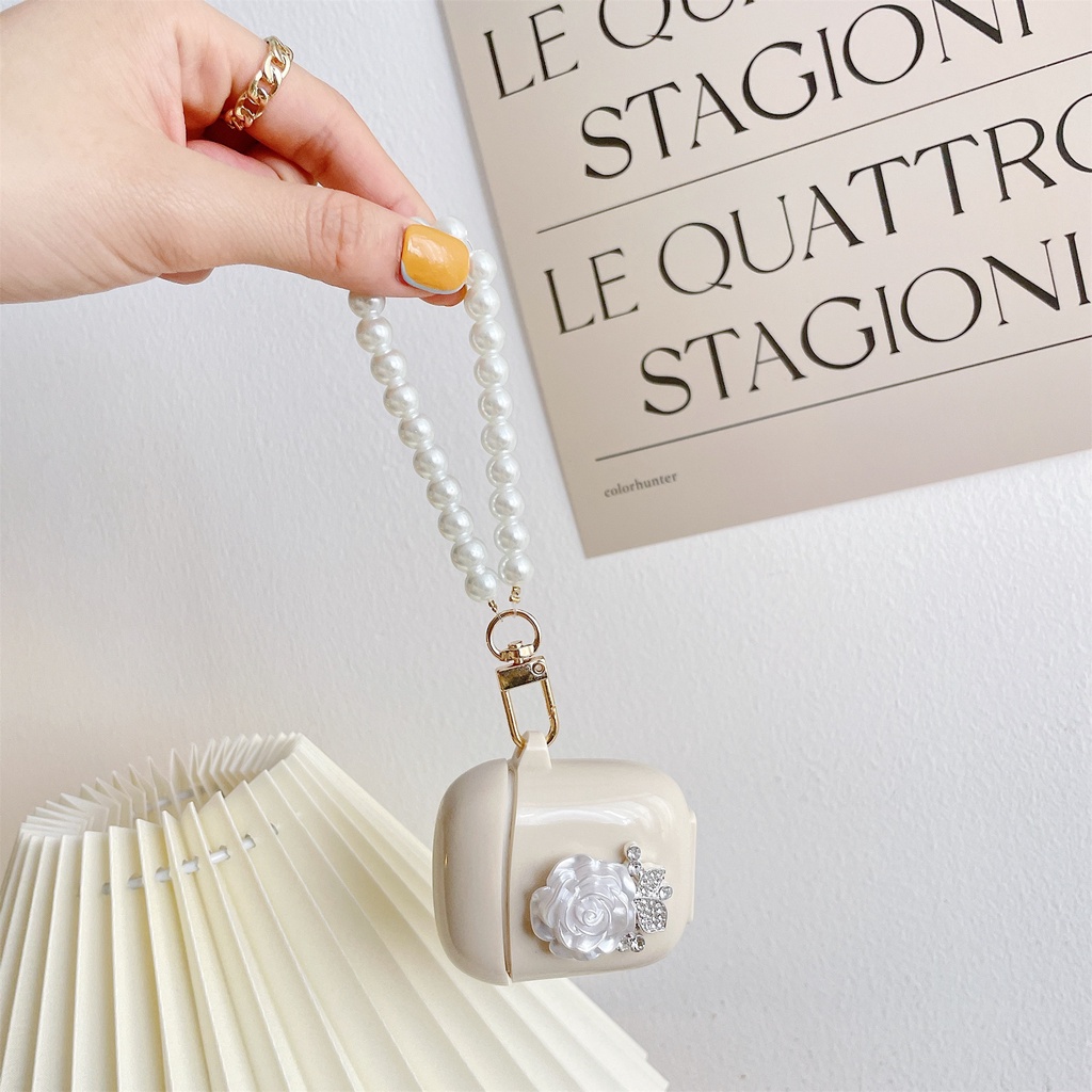 Vỏ Bảo Vệ Hộp Sạc Tai Nghe Không Dây Bluetooth Bằng tpu Mềm Màu Be Họa Tiết Hoa/Trái Tim/Hoa Hiệu Baseus Chống Sốc Cho Encok W04/W04 pro TWS