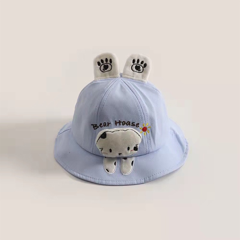 Mũ tai bèo vải cotton màu trơn đính tai động vật dễ thương cho bé