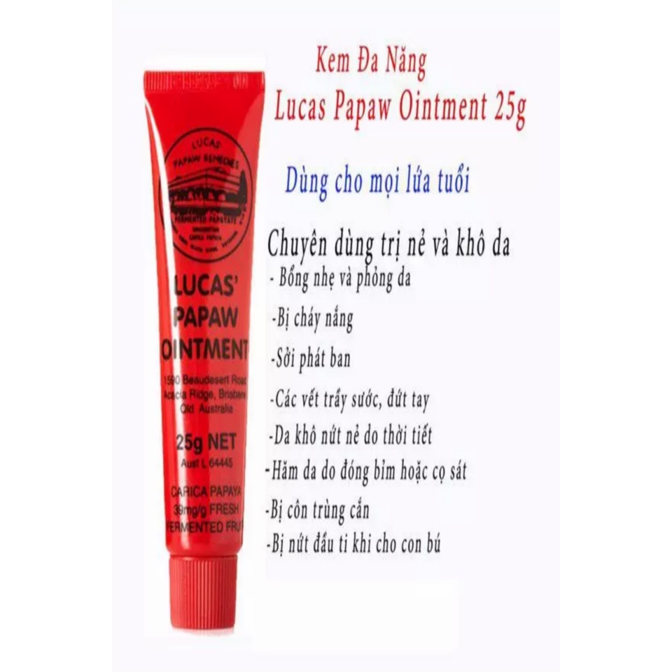 Kem đu đủ đa năng bôi ngoài da Lucas Papaw Ointment, Úc 25g