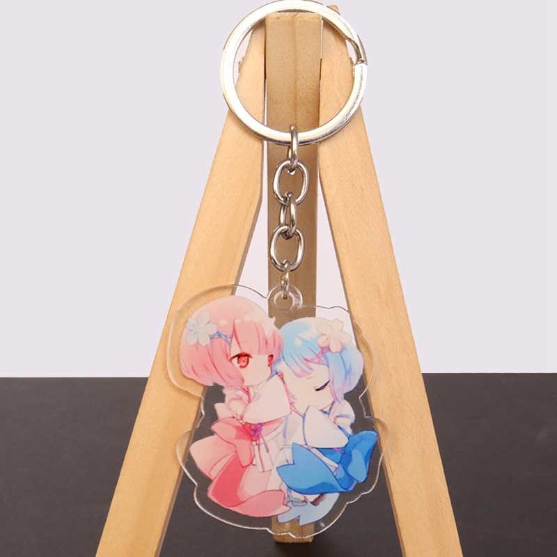 Tmdbyx Móc khóa hai mặt bằng acrylic hình anime Re:life in a Different World from Zero Rem Ram