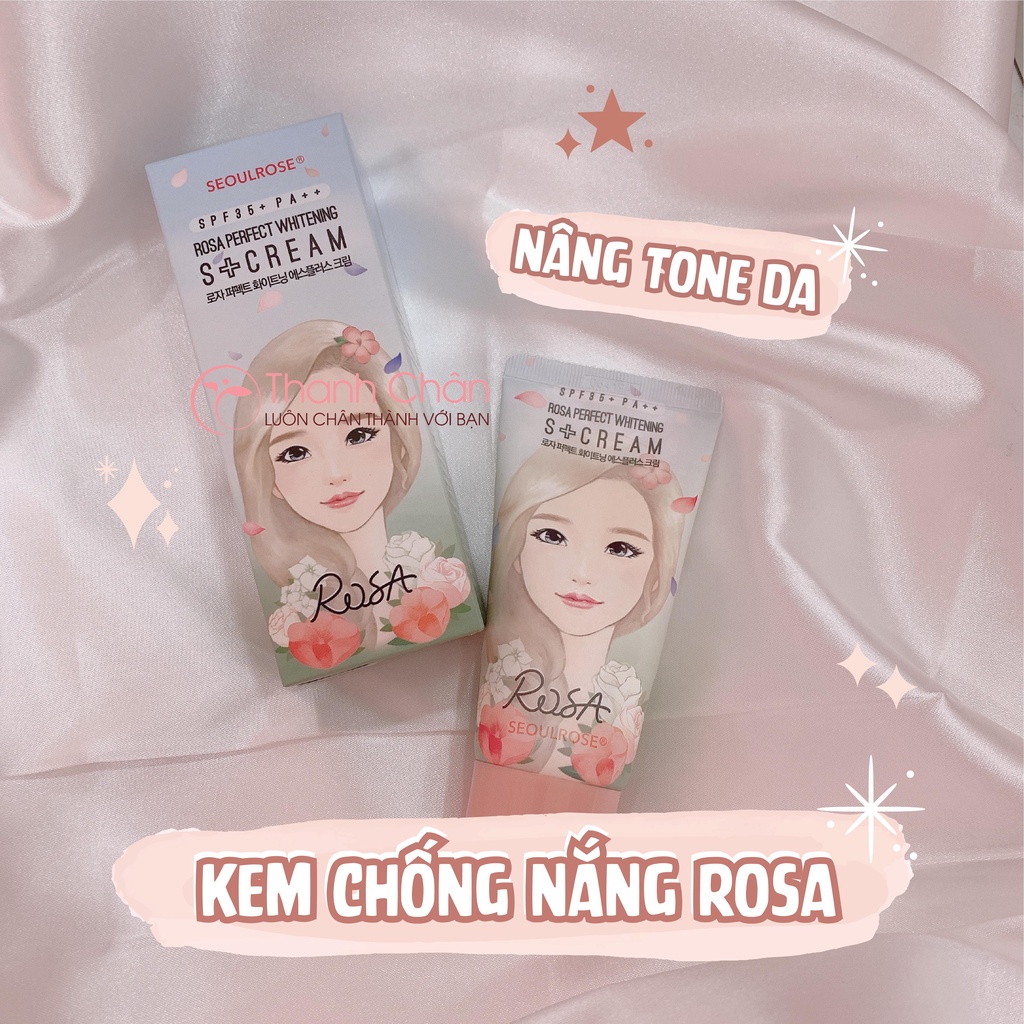 Kem Chống Nắng Trắng Da Seoulrose Rose Rosa Perfect Whitening S+ Cream SPF35+ PA++ 50ml