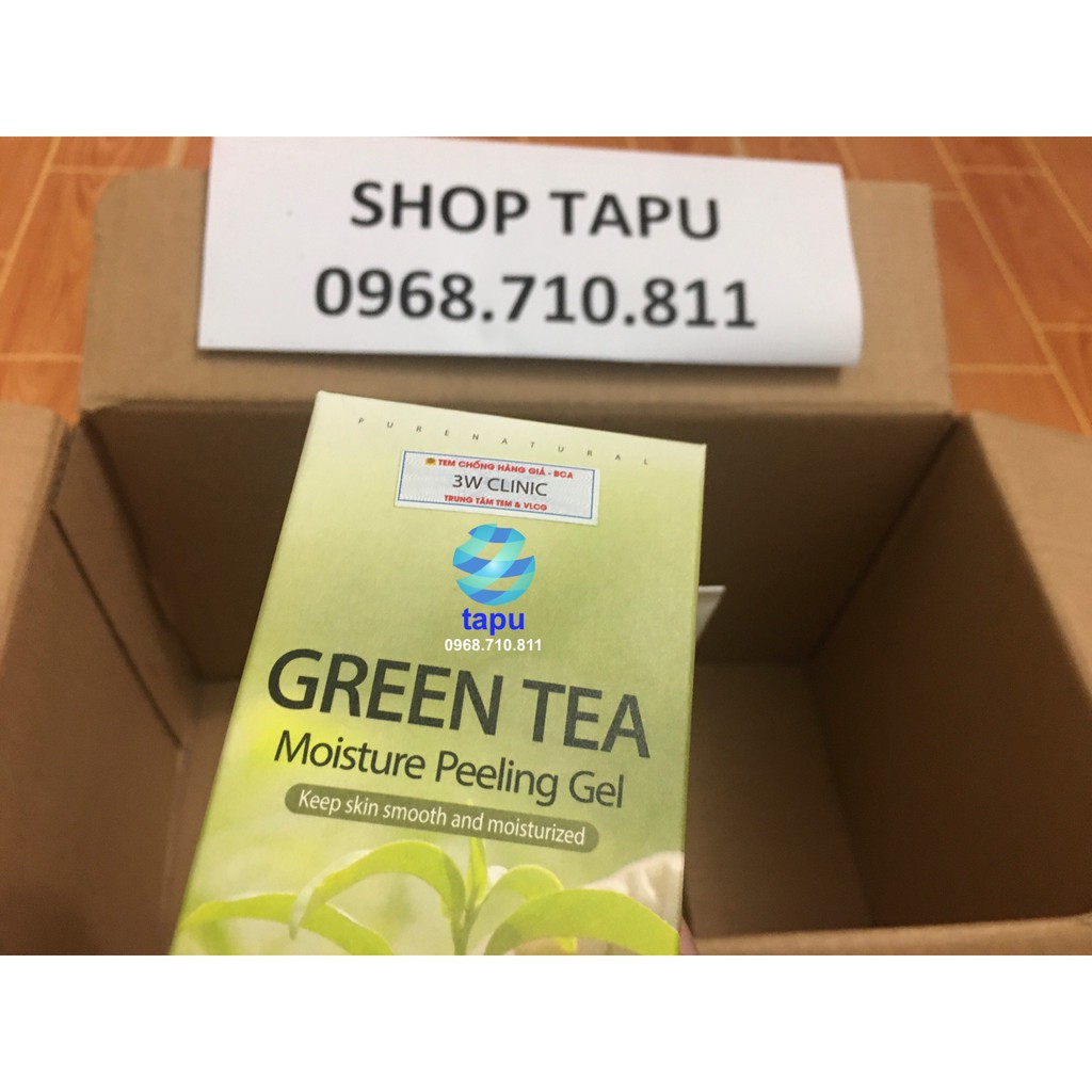 {Chính hãng - Ảnh thật} Gel tẩy da chết trà xanh 3W CLINIC Green tea Moisture Peeling 180ML
