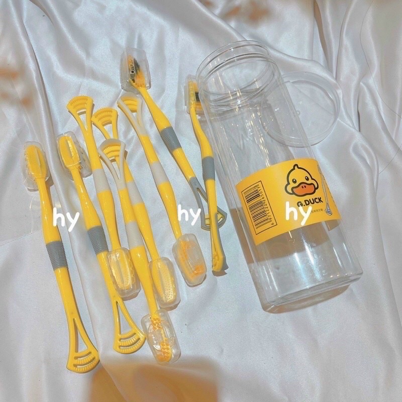 HỘP 8 BÀN CHẢI VỊT VÀNG CỦA HÃNG G.DUCK KÈM CẠO LƯỠI 2IN1