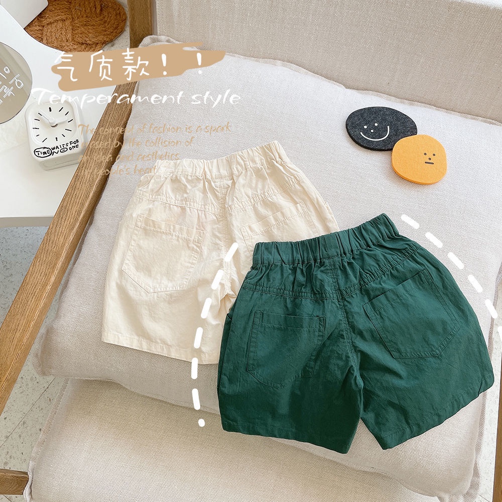 [Babycat] Hàng Có Sẵn Quần Short Cotton Mỏng Màu Trơn In Hình Phong Cách Nhật Hàn Cổ Điển Thời Trang Mùa Hè Cho Bé Trai