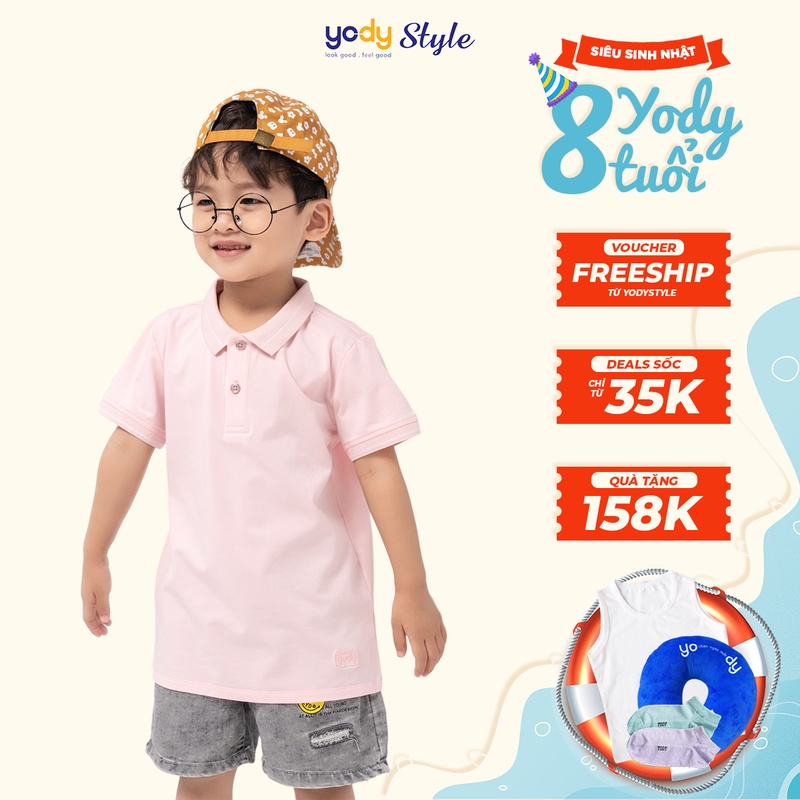 Áo polo trẻ em Pima YODY an toàn, kháng khuẩn êm dịu cho da bé - KID3261