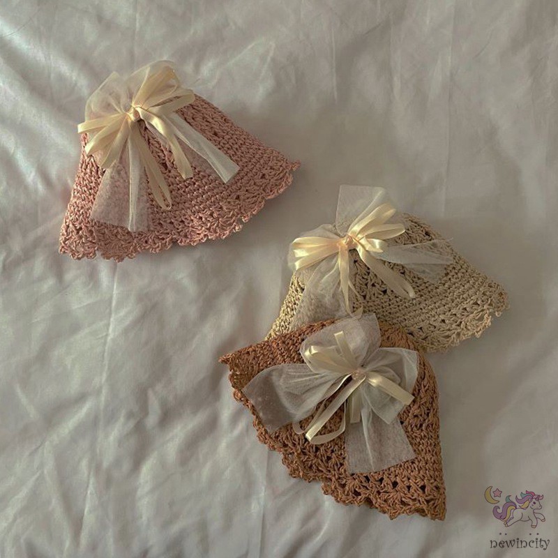 Mũ Rộng Vành Chống Nắng Thắt Nơ Xinh Xắn Cho Bé Gái